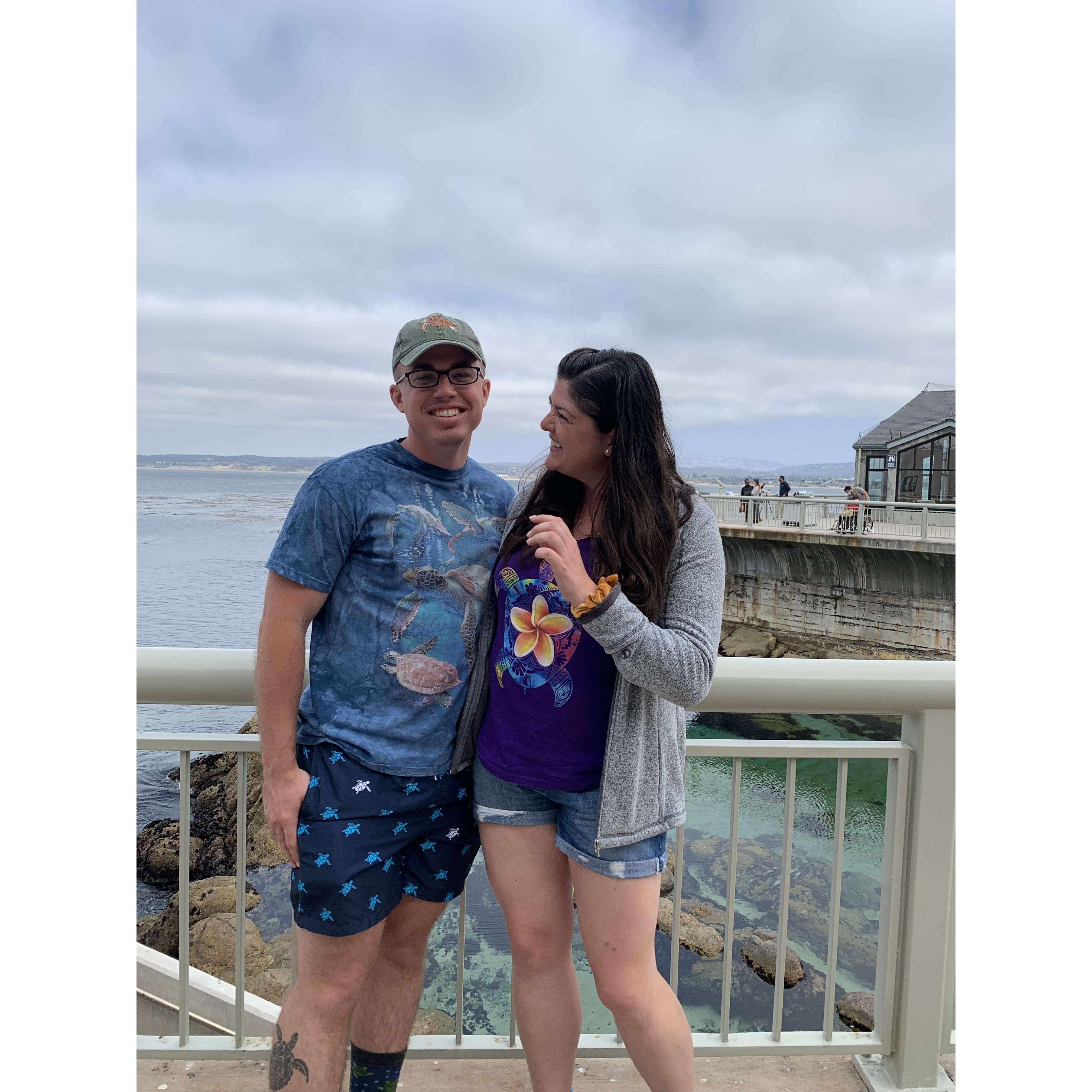 We coordinated turtle outfits to visit the Monterey Bay Aquarium when it finally re-opened to the public.