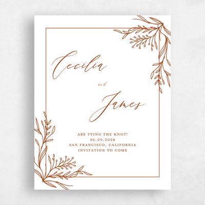 Dark Rust, Orange Wedding Save the Date - Bellevue Portrait