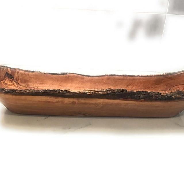 ORCHARD HARDWOODS 18" Rustic Olive Wood Bread Basket- Long Oval Dough Bowl Live Bark Edge. Artisan Farmhouse Serving Piece: Baguettes, Italian Bread, Any Food. In Med 14"/Lg 18" (Large 18x3-4x3)