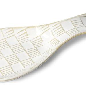 Ceramic Spoon Rest, 8.5 Inch Large Spoon Holder For Stove Top, Farmhouse Kitchen Accessories, Dishwasher Safe (Vintage White)