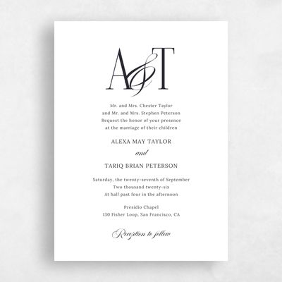 White Wedding Invitation - Kellan Classic