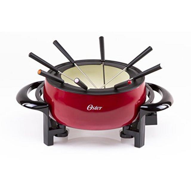 Oster Titanium-Infused DuraCeramic 3-Quart Fondue Pot, Eggshell/Red (FPSTFN7700R-TECO)