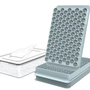WIBIMEN Mini Ice Cube Trays, Small Tiny Round Pebble Crushed Nugget Ice Trays for Freezer with Lid - Chilling Drinks Coffee Juice(2 Pack/0.55In - Blue)