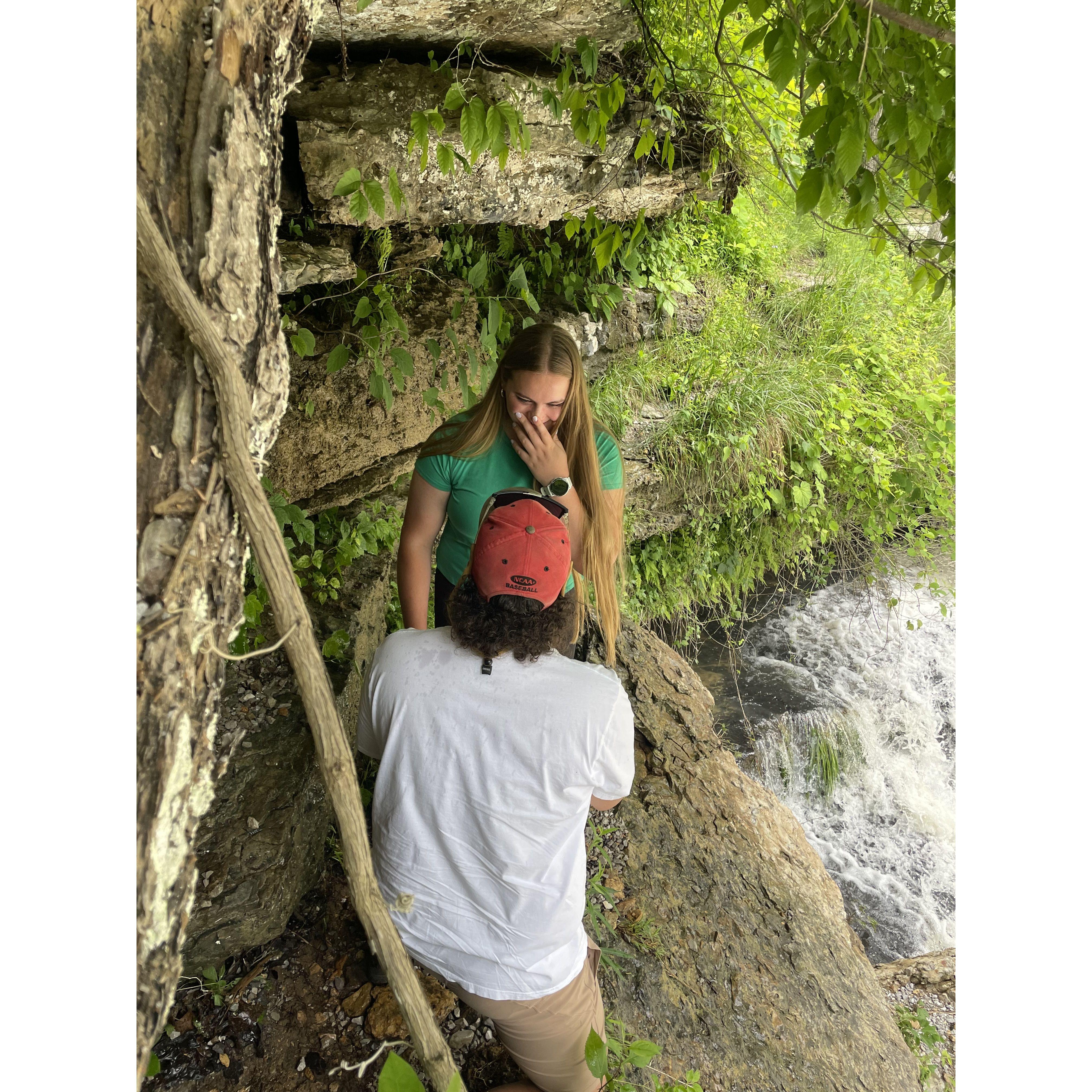Christian proposed to Ashley on May 10, 2024 right beside a waterfall...fitting