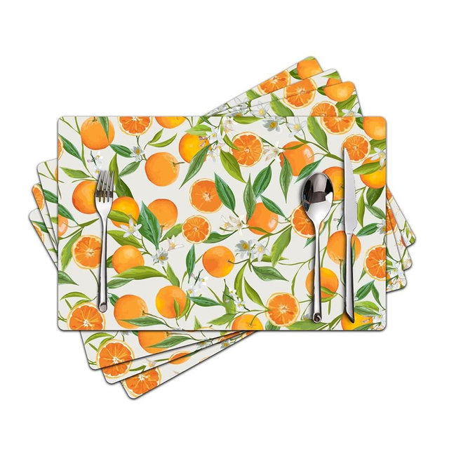 Placemats Set of 4 - Faux Leather Heat Resistant Placemats for Dinner Table, Non-Slip Waterproof Oil-Proof Washable Reusable Placemat for Indoor Outdoor Kitchen Decor, 15.75In*11.81In