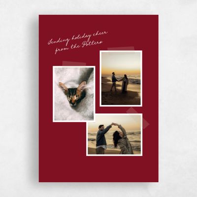 Light Burgundy, Red Holiday Card - Lowell