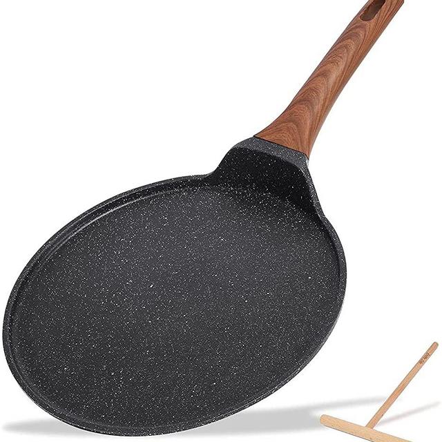 ESLITE LIFE Crepe Pan Nonstick Tortilla Pancake Dose Tawa Pan for Roti Induction Round Flat Skillet Griddle Pan (9.5in)