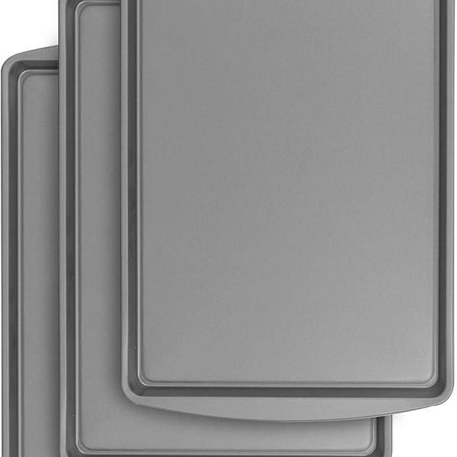 BakerEze Medium Nonstick Cookie Pan, 15.2''L x 10.2''W, Set of 3
