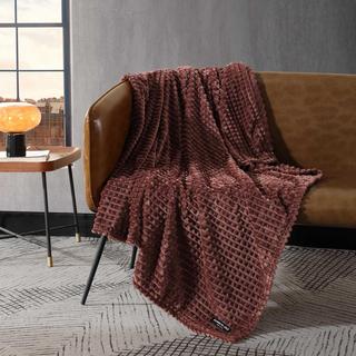 Textured Jacquard Plush Reversible Throw Blanket