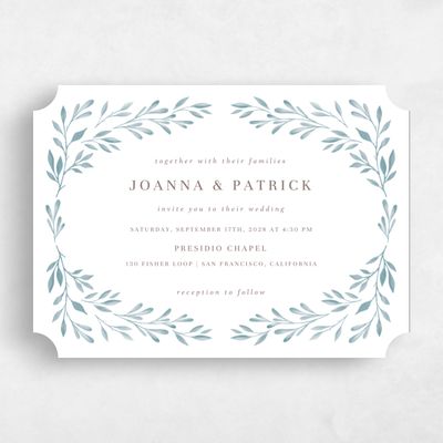 Blue Ticket Wedding Invitation - Oriana Landscape