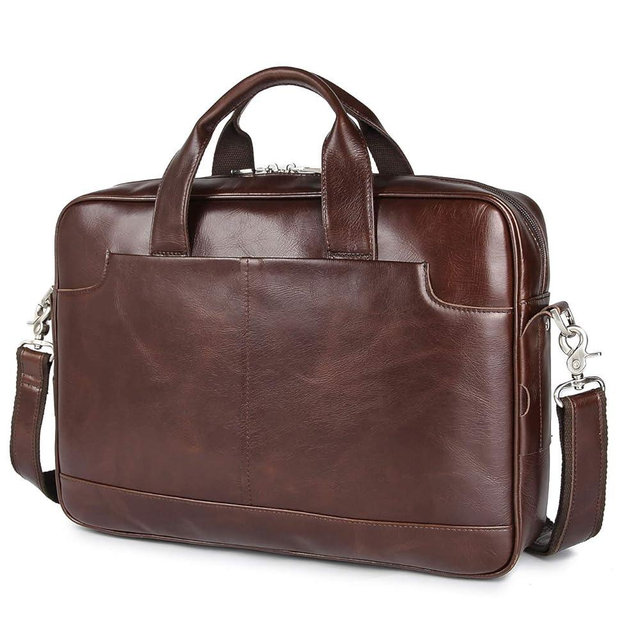 Augus Leather Laptop Briefcase for Men,Waterproof Travel Messenger Duffle Bags 15.6 Inch Laptop Bag