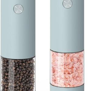 Ultrean Pepper Grinder, Rechargeable Salt and Pepper Grinder with 6 Adjustable Coarseness, LED Light, One-Hand Automatic Operation, Blue
