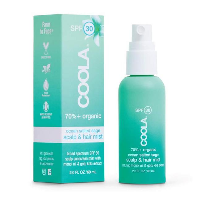 COOLA Organic Scalp & Hair Sunscreen Mist, Skin Care for Daily Protection, Broad Spectrum SPF 30, Reef Safe, Ocean Salted Sage, 2 Fl Oz