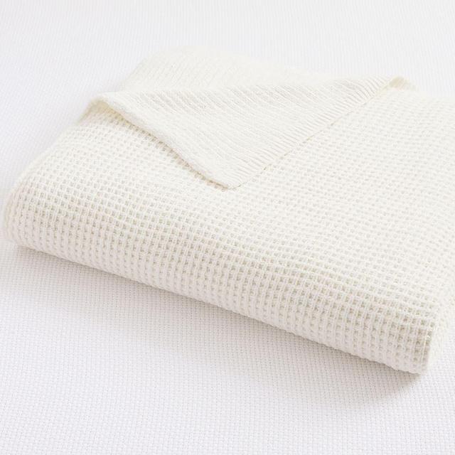 White Cozy Chenille Reversible Blanket, Full/Queen