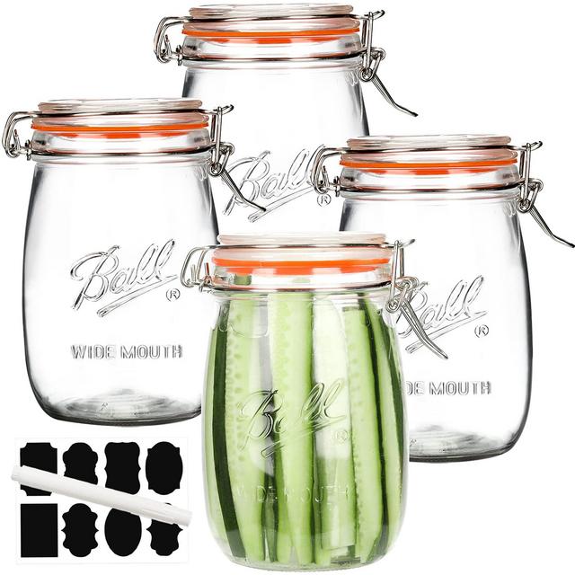 Wide Mouth Glass Jars with Airtight Lid 32 Oz