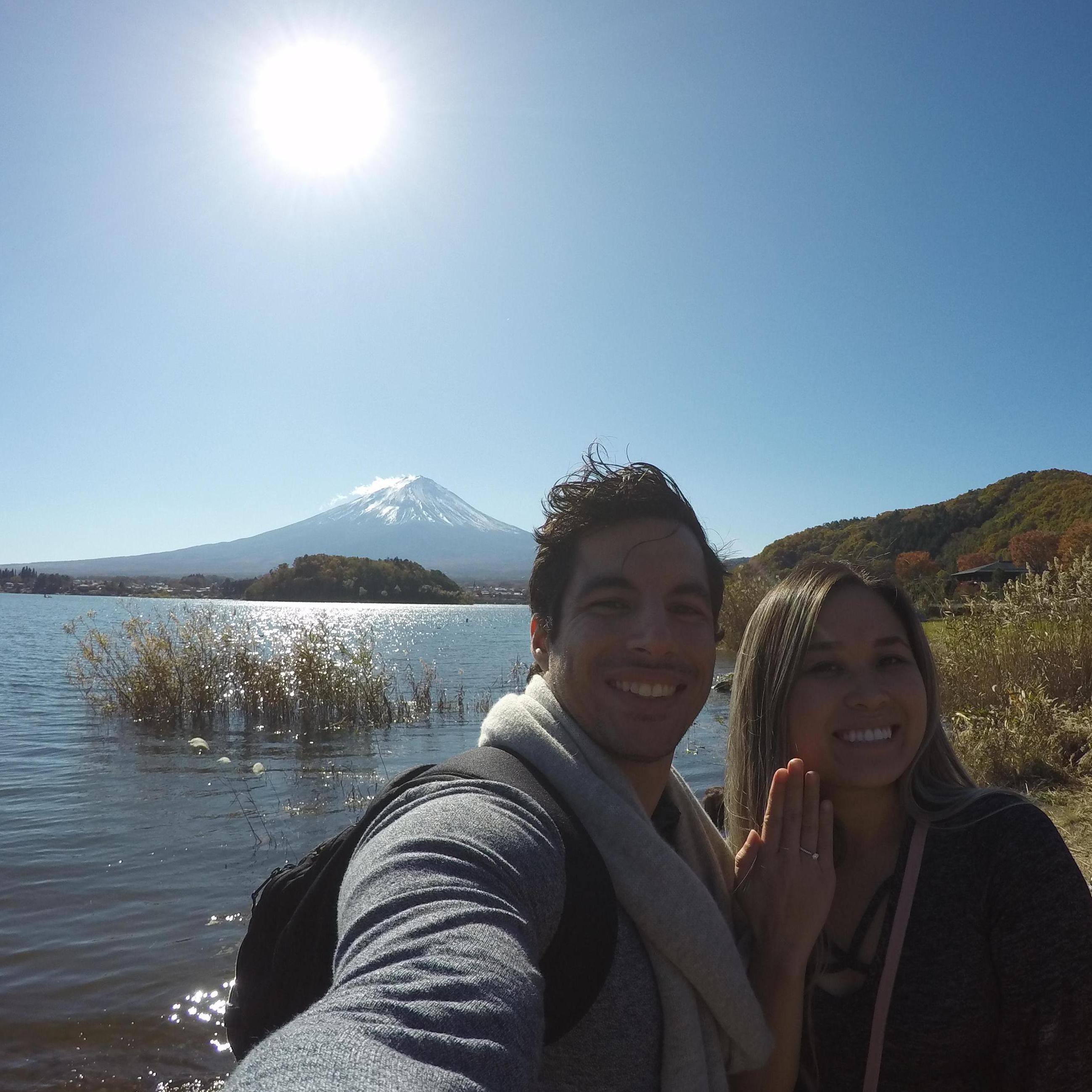 When he proposed to me near Mt. Fuji in Japan!