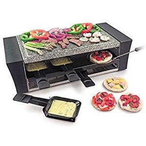 Swissmar KF-77041 Classic 8-Person Raclette  with Reversible Cast Aluminum Non-Stick Grill Plate/Crepe Top, Black