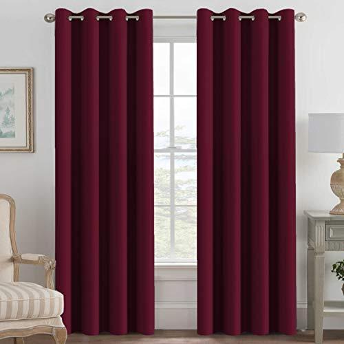 H.VERSAILTEX Blackout Curtains for Bedroom 84 Inches Length, Thermal Insulated Blackout Window Curtains for Living Room, Christmas Deals Curtain Panels, Antique Grommet - Burgundy Red, One Panel