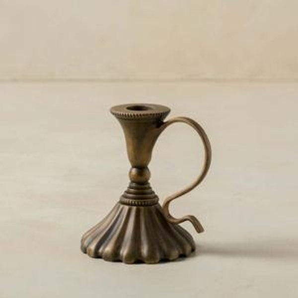 Anna Antique Brass Taper Holder - Small