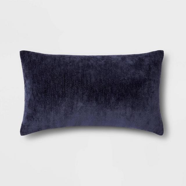 Chenille Lumbar Throw Pillow Navy - Threshold™