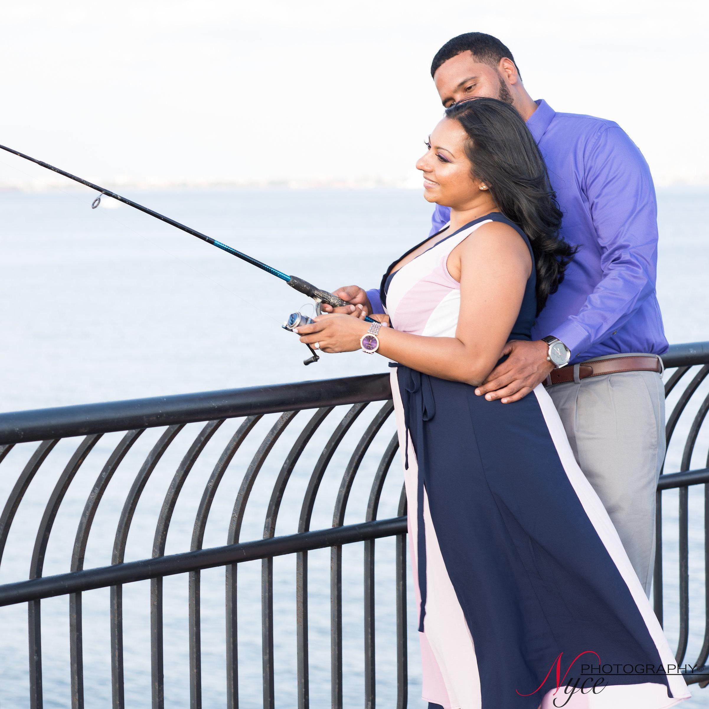 always time to learn fishing ...even during our engagement photo shoot