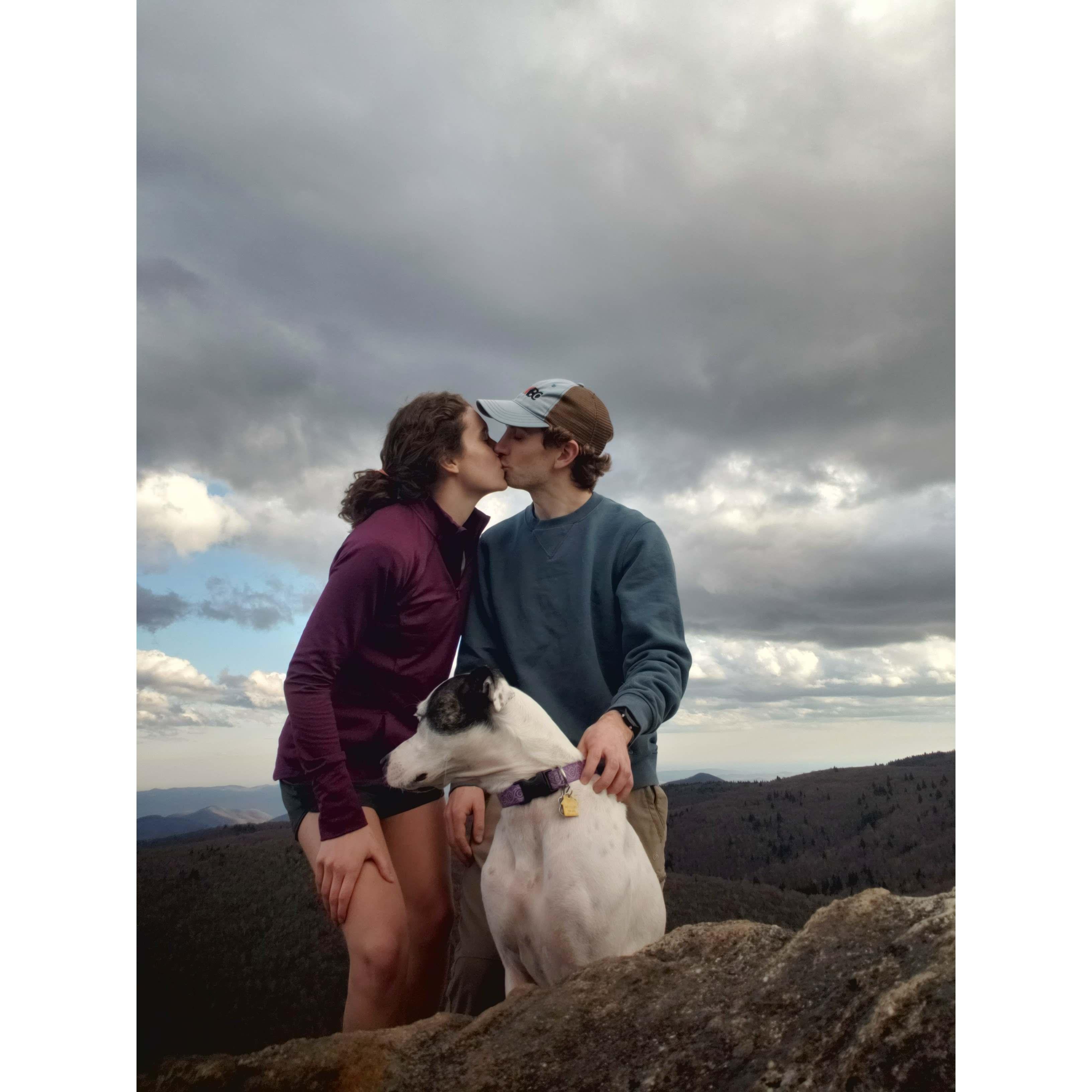 April 17th, 2021- Black Balsam Loop, NC- Jill and Matthew hiked all day to finally reach the top right before sunset
