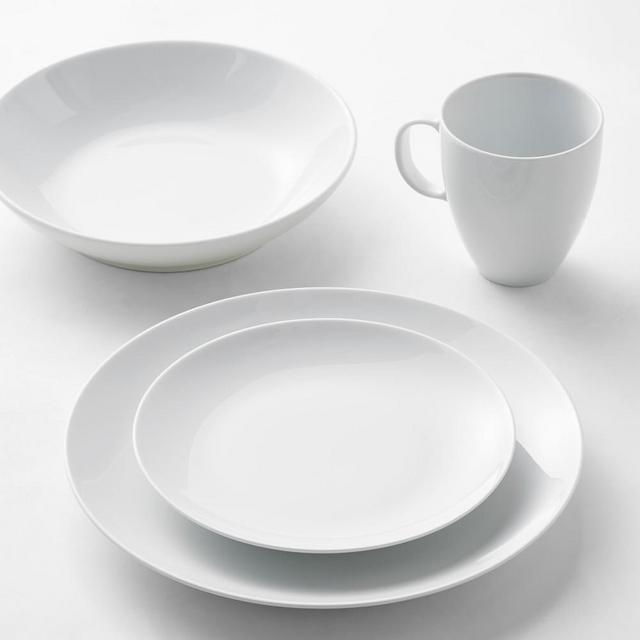 Pillivuyt Coupe Porcelain 16-Piece Dinnerware Set with Pasta Bowl