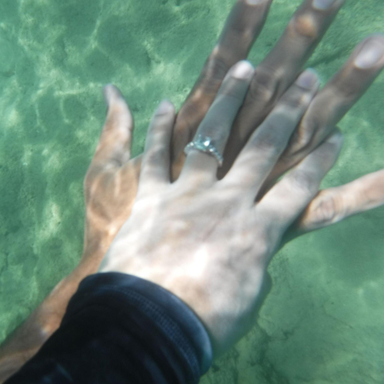 This picture was taken in Hawaii right after Isidro proposed.