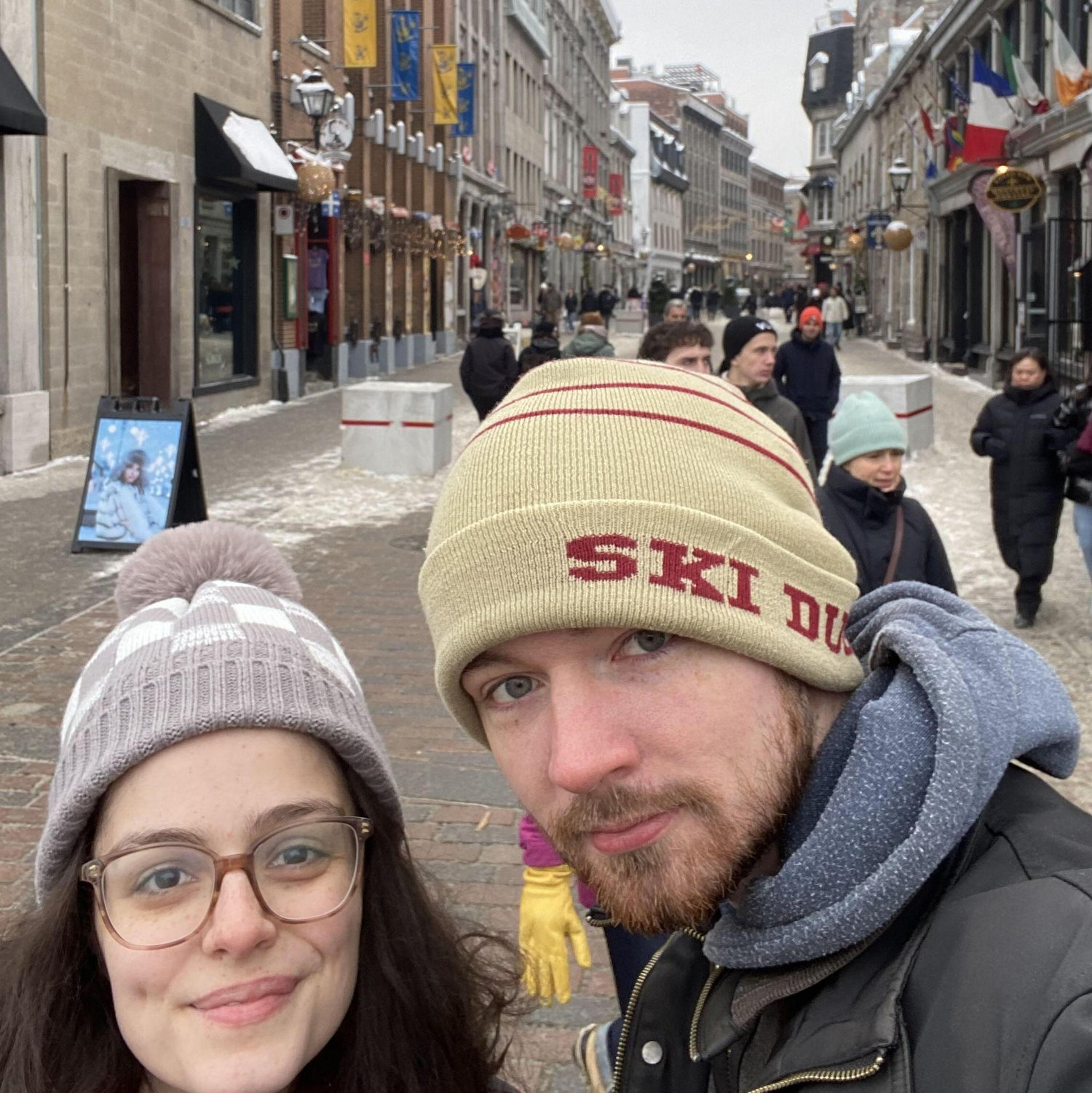 Fenn and Sandra walking in Montreal