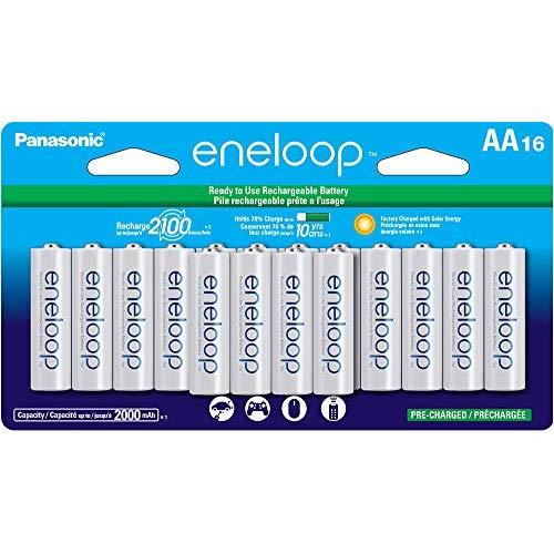 Panasonic BK-3MCCA16FA eneloop AA 2100 Cycle Ni-MH Pre-Charged Rechargeable Batteries, (package includes 16AA blue or 16AA white)
