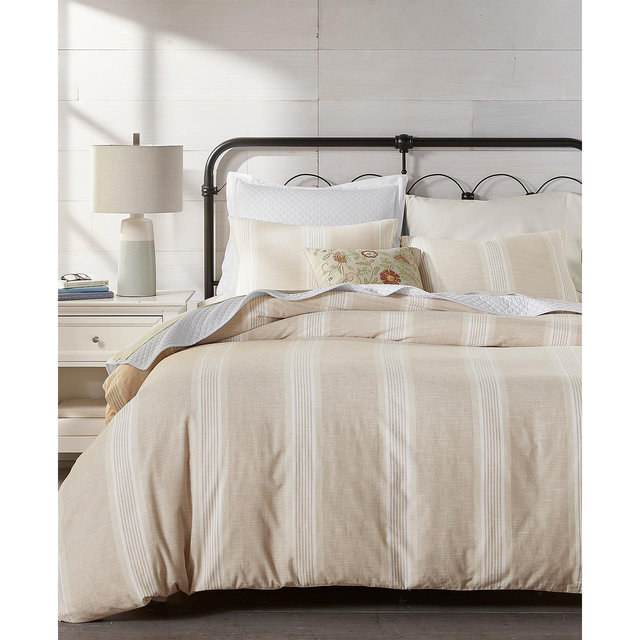 Charter Club Clifton Cotton/Linen Stripe 3-Pc. Duvet Cover Set, King, Exclusively at Macy's