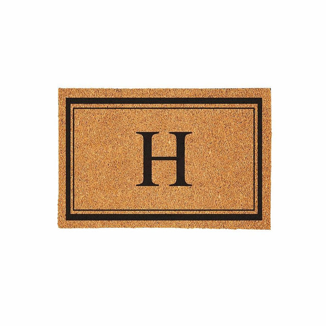 Evergreen Flag Monogram Large Coir Doormat, 36x24 Inches, Letter H