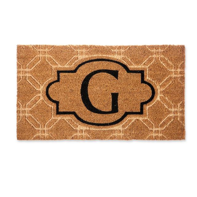 Evergreen Embossed Flocked Monogram Letter "G" Door Mat Insert in Black