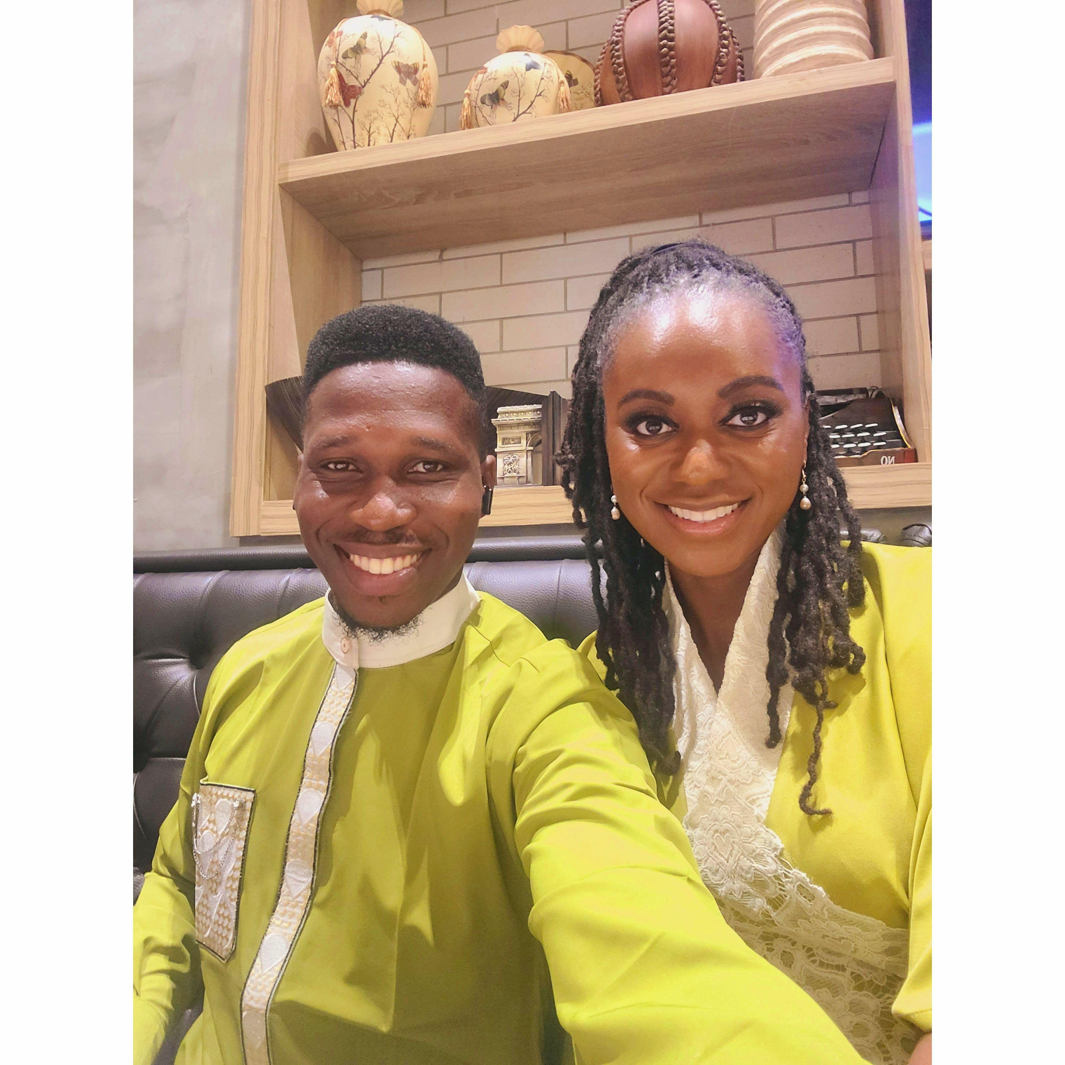 Selfies on our first dinner date