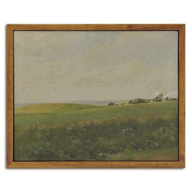 InSimSea Farmhouse Wall Art Decor Vintage Grassland Painting Prints, Framed Canvas Wall Art for Living Room Bedroom Decor, 8x10in/20x25cm Bathroom Decor Wall Art, Desk Decor