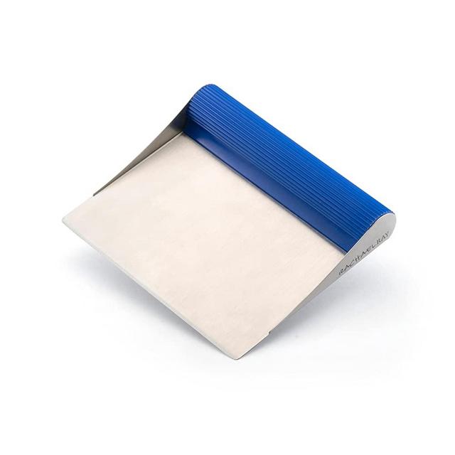 Rachael Ray 51679 Tools and Gadgets Stainless Steel Pastry Scraper / Bench Scrape / Kitchen Tool for Baking and Cooking / Dishwasher Safe, Blue