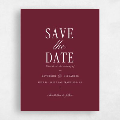 Red Standard Wedding Save the Date - Dove Portrait