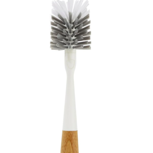 Full Circle Clean Reach - Bamboo Long Handle Bottle & Mug Brush with Replaceable Head, for Deep Cleaning Water Bottles, Baby Bottles, Glasses, and Tumblers, White