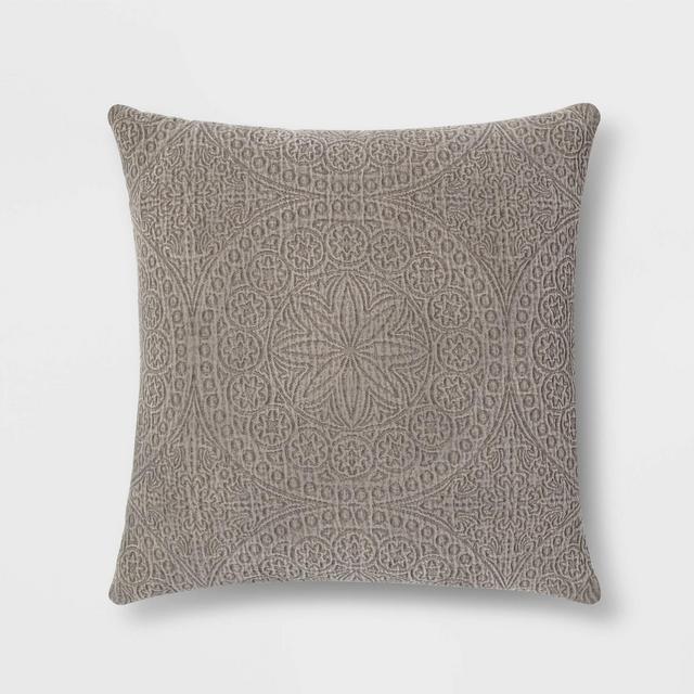 Euro Matelasse Medallion Throw Pillow Dark Gray - Threshold™