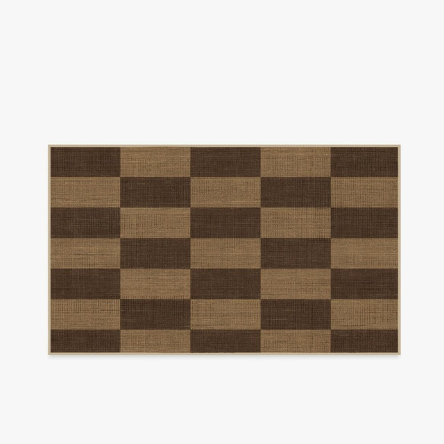 Yates Check Brown Re-Jute Rug by Architectural Digest | Rug + Pad System | 3’x5’| Ruggable