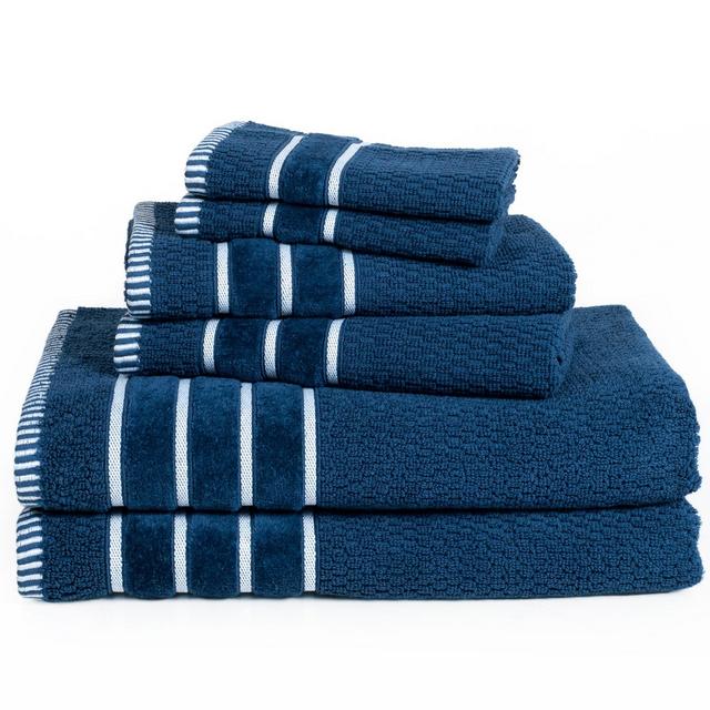 6pc Combed Cotton Bath Towels Sets Navy - Yorkshire Home
