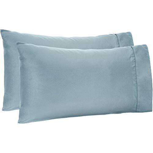 AmazonBasics Light-Weight Microfiber Pillowcases - 2-Pack, King, Spa Blue