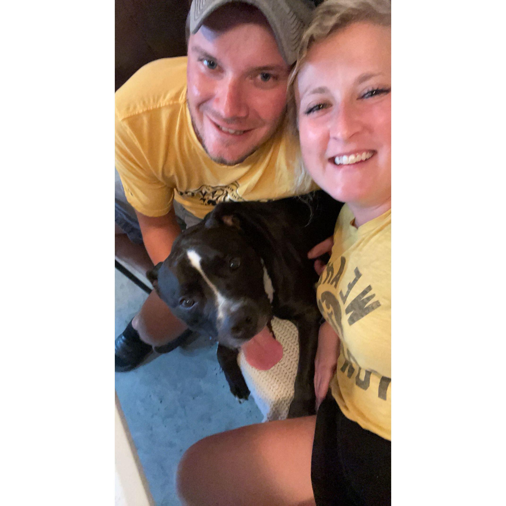 2021 - We went on an apple orchard date and watched a Hawkeye game before hanging out in the garage with Copper!