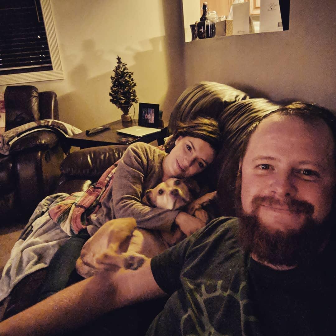 Our wild and crazy NYE party... we have a tradition of doing a shot of cinnamon whiskey at midnight. Thats all we had our first year together and we have continued it!