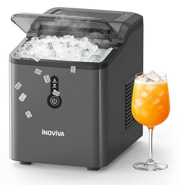 INOVIVA Nugget Ice Maker Countertop – 6 Mins Fast Ice Production, FLASHCHILL™, 26.5 LBS/Day, Self-Cleaning, Compact Portable Design, Ideal for Home, Office & Parties