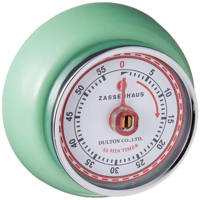Zassenhaus 60-Minute Magnetic Steel Retro Kitchen Timer, Mint Green
