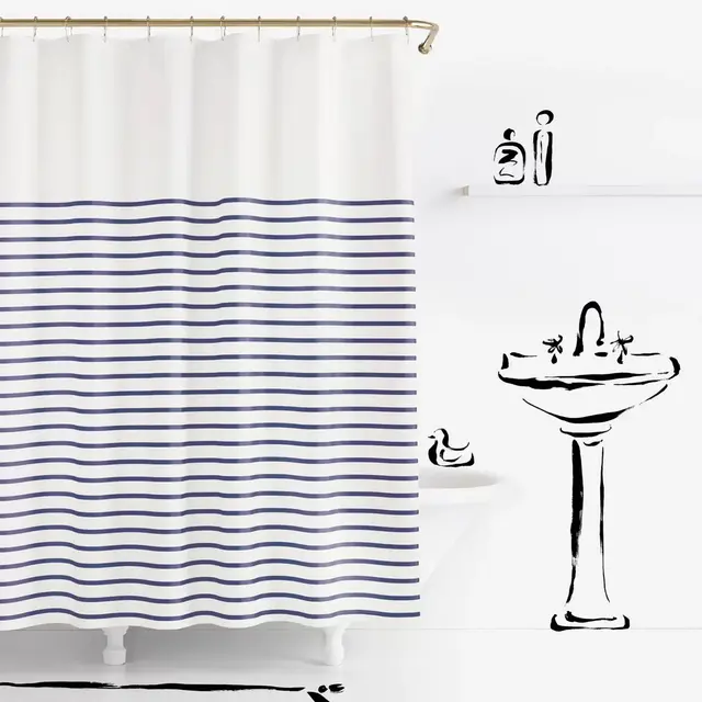 kate spade new york Harbour Stripe Shower Curtain in Navy