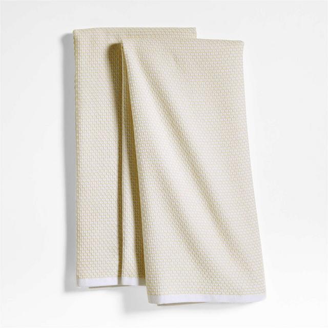 Textured Terry Alabaster Beige Organic Cotton Dish Towels, Set of 2