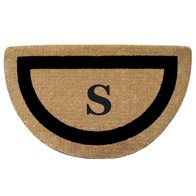 Nedia Home Natural Coco Coir, Entrance Door Mats, Heavy Duty Half Round Welcome Mats for Patio, Anti-Slip Dirt Trapper, Home Décor Doormat for Indoor or Outdoor - 22" x 36" - Monogrammed S