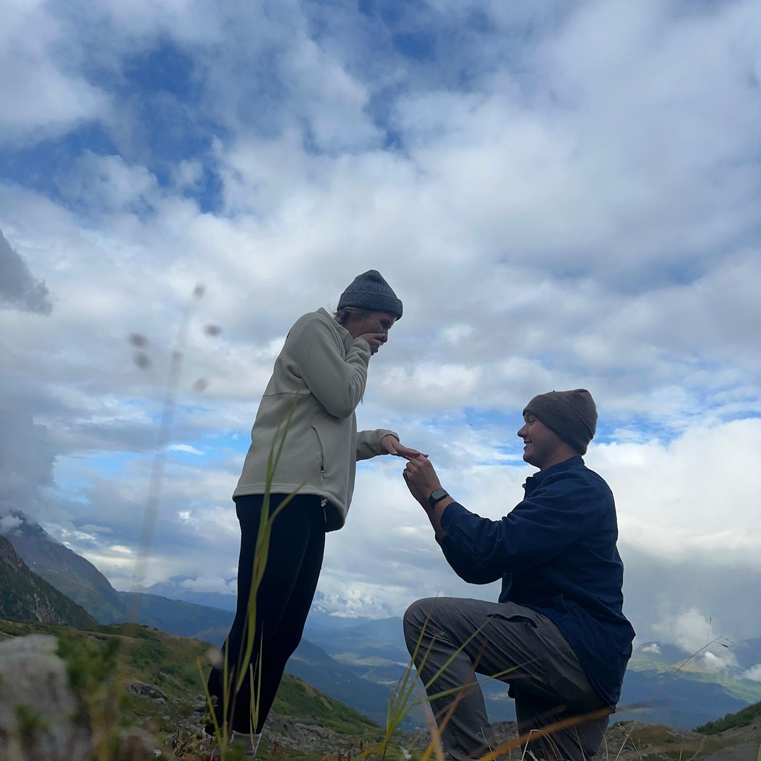 Matt proposed on Mt. Marathon in Seward, Alaska on September 2, 2024